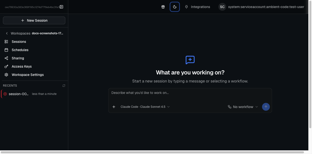 New session creation