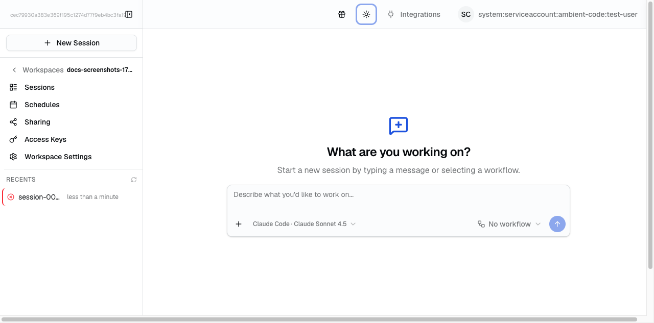 New session creation